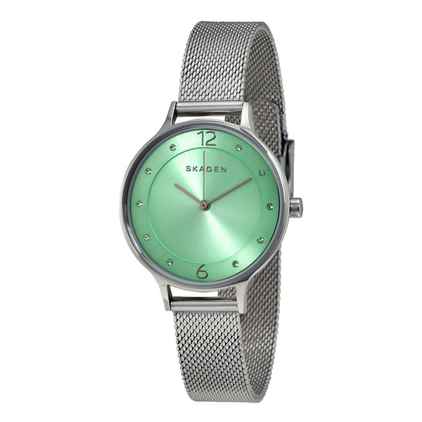 Skagen Anita Light Green Sunray Dial Silver Ladies Watch SKW2324