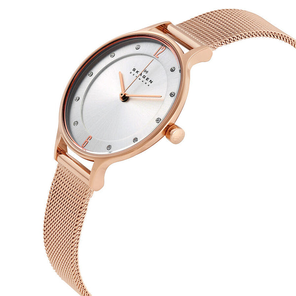 Skagen Anita Silver Dial Rose Gold Ladies Watch SKW2151