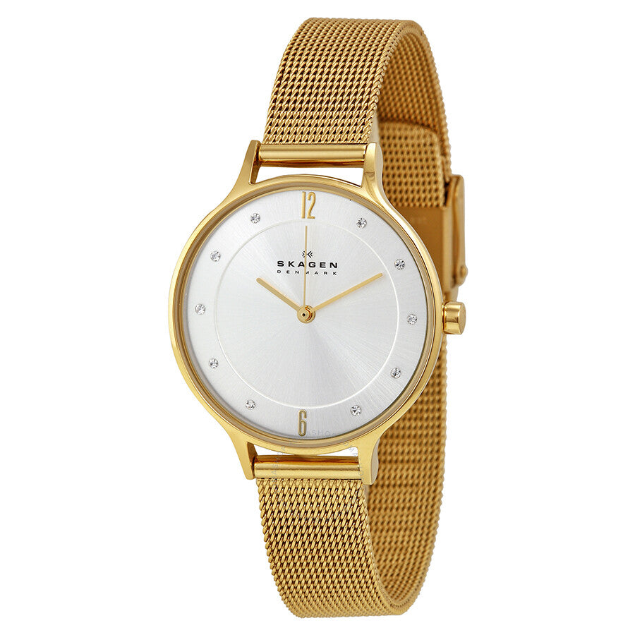 Skagen Anite Silver Dial Gold-tone Mesh Ladies Watch SKW2150 - Dawson Watches