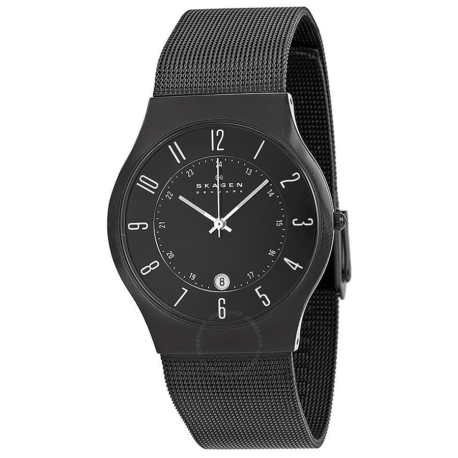 Skagen Black Dial Titanium Stainless Steel Mesh Men's Watch 233XLTMB