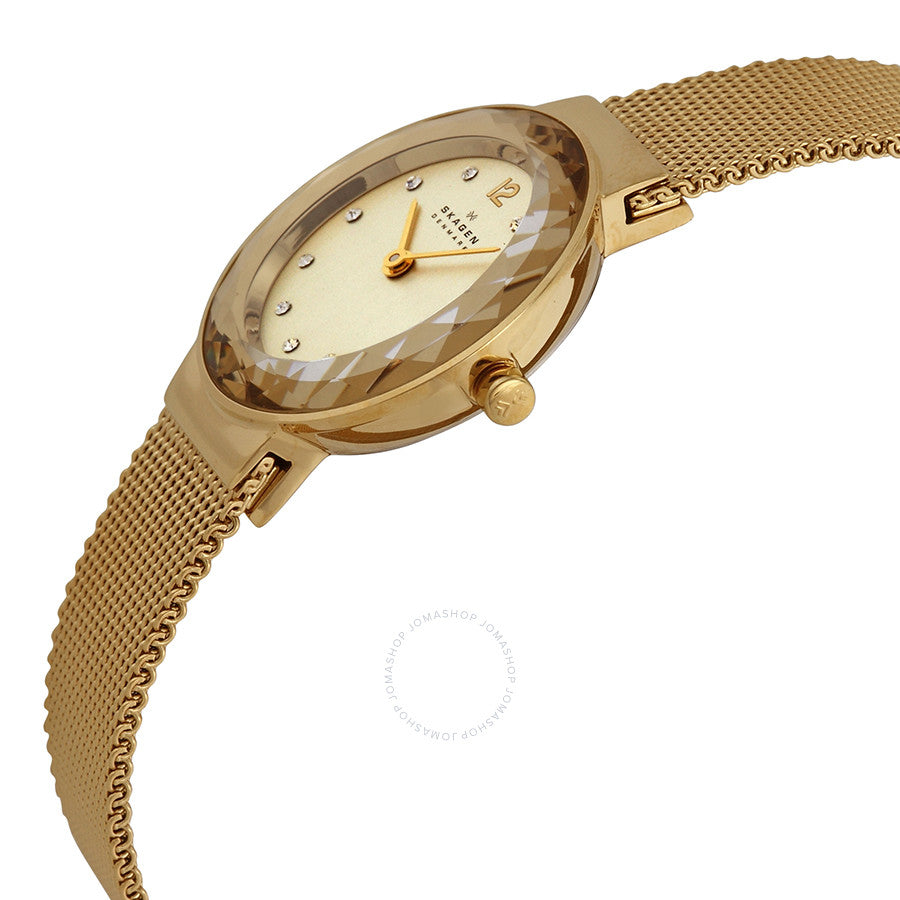 Skagen Champagne Dial Swarovski Crystal Gold-Tone Ladies Watch 456SGSG