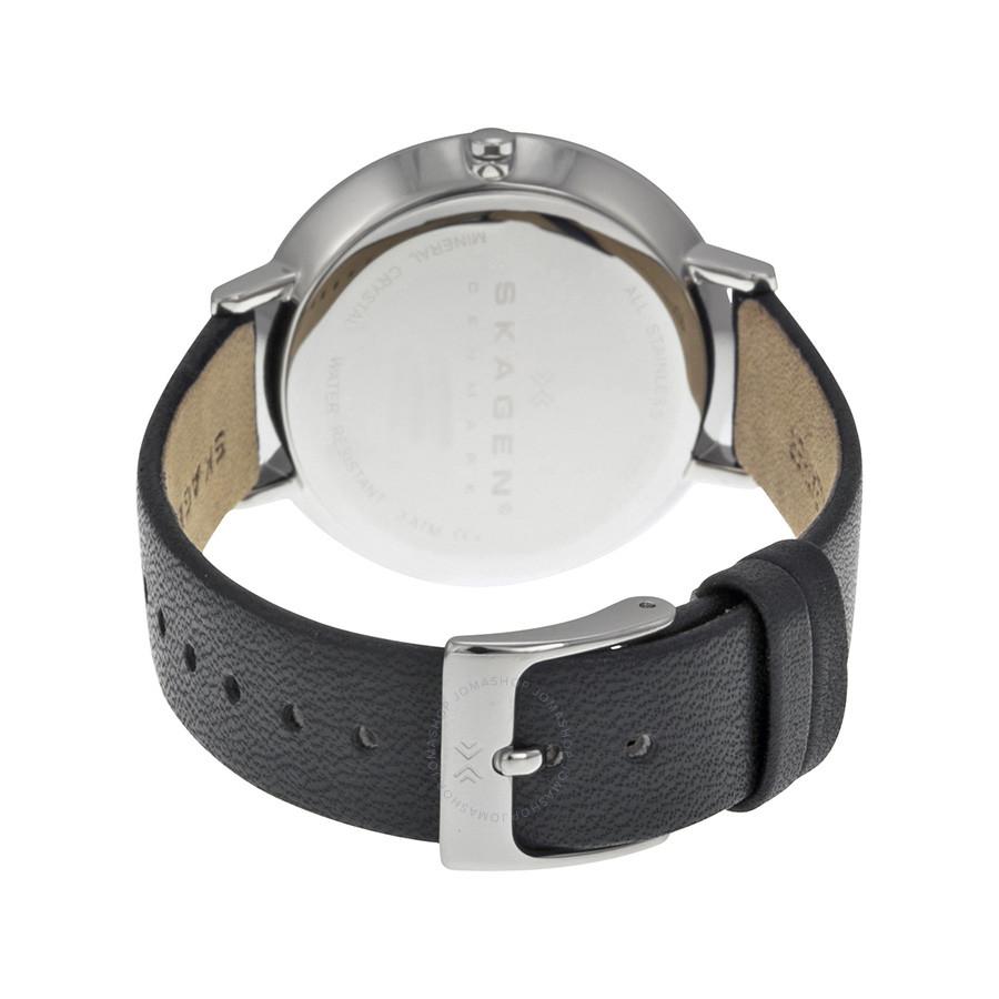 Skagen Ditte Silver Dial Black Leather Ladies Watch SKW2261