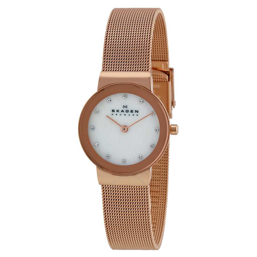 Skagen Freja Rose Gold-tone Stainless Steel Mesh Ladies Watch 358SRRD