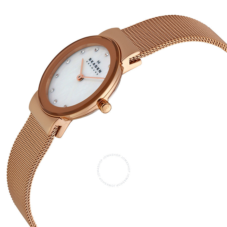 Skagen Freja Rose Gold-tone Stainless Steel Mesh Ladies Watch 358SRRD