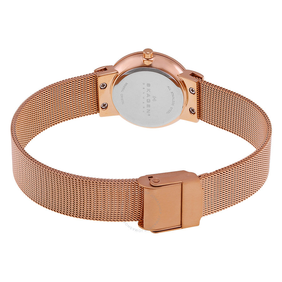 Skagen Freja Rose Gold-tone Stainless Steel Mesh Ladies Watch 358SRRD