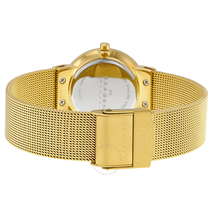 Skagen Freja Silver Dial Gold-plated Mesh Ladies Watch 358SGGD