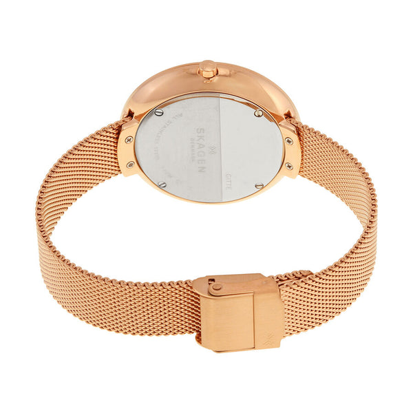 Skagen Gitte Black Dial Rose Gold Mesh Ladies Watch SKW2371