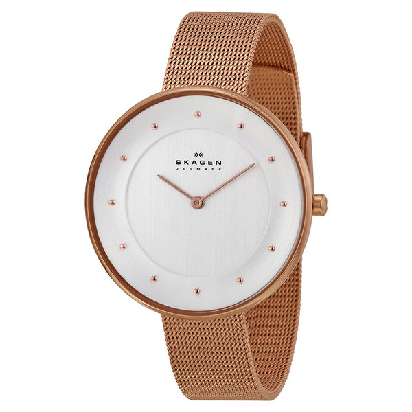 Skagen Gitte Silver Dial Rose Gold Ladies Watch SKW2142