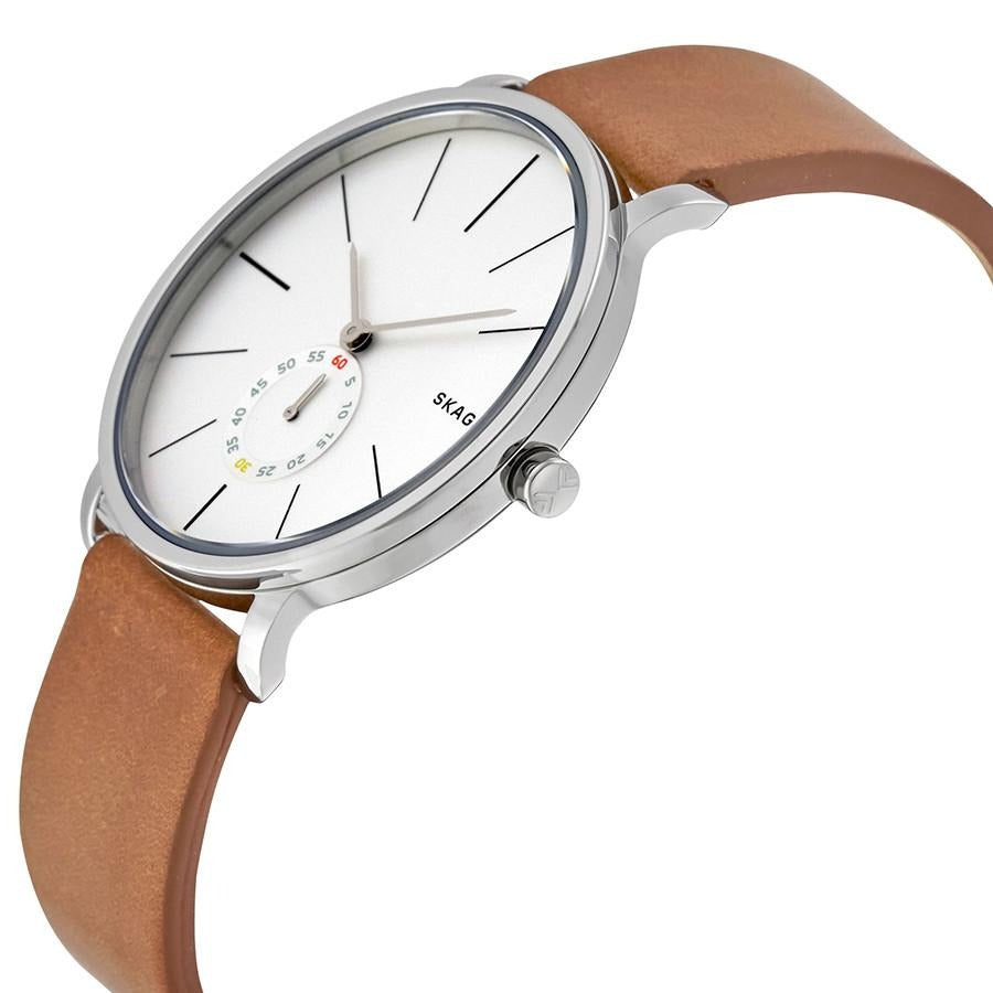 Skagen Hagen Silver Dial Brown Leather Strap Men's Watch SKW6273