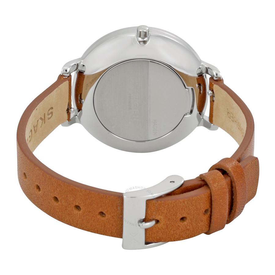 Skagen Hagen White Dial Leather Strap Ladies Watch SKW2434