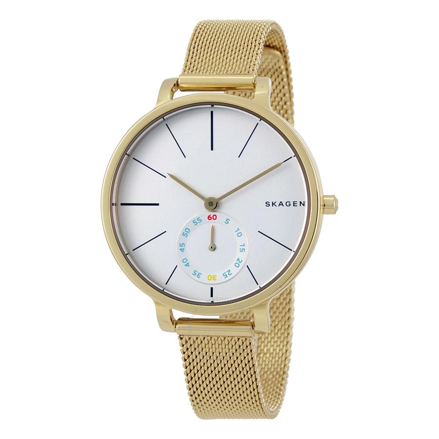 Skagen Hagen White Dial Gold Tone Ladies Watch SKW2436