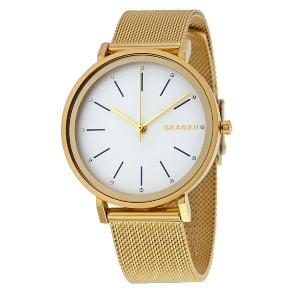 Skagen Hald Silver Dial Yellow Gold PVD Steel Ladies Watch SKW2509