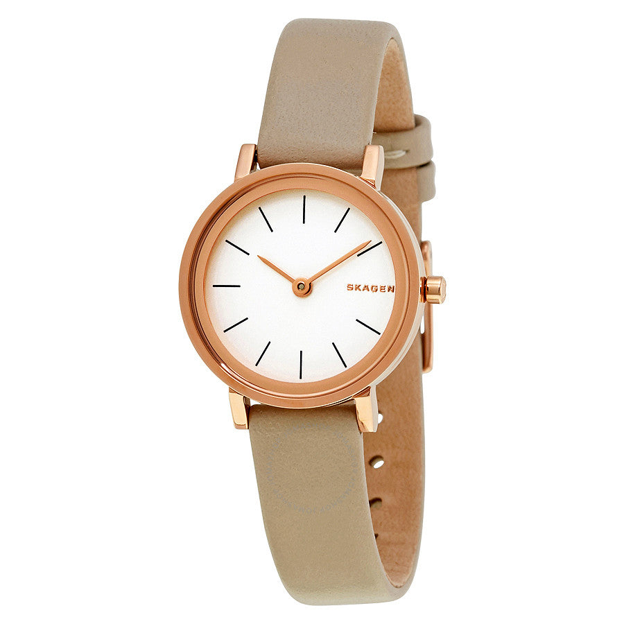 Skagen Hald White Dial Leather Strap Ladies Watch SKW2494