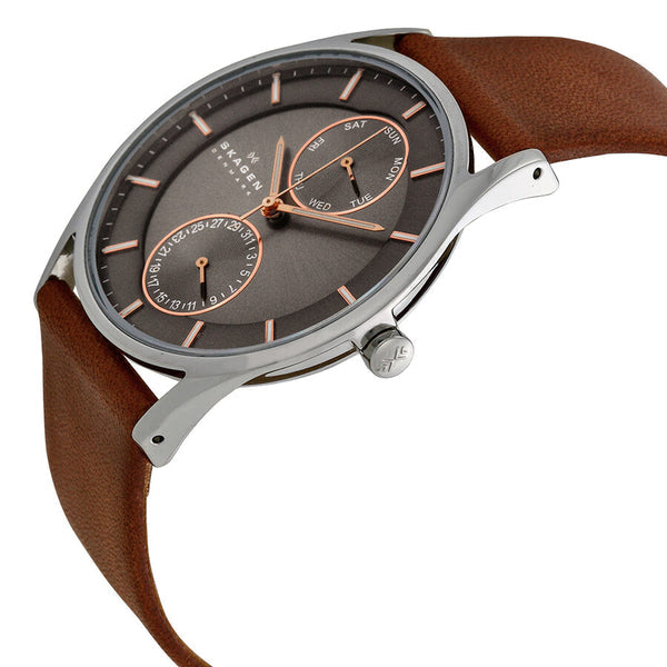 Skagen Holst Charcoal Dial Brown Leather Men's Watch SKW6086