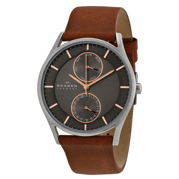 Skagen Holst Charcoal Dial Brown Leather Men's Watch SKW6086