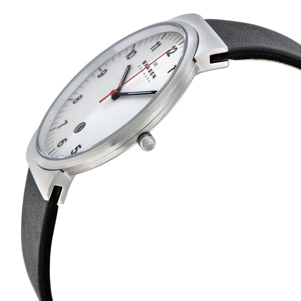 Skagen Klassik White Dial Leather Strap Men's Watch SKW6024