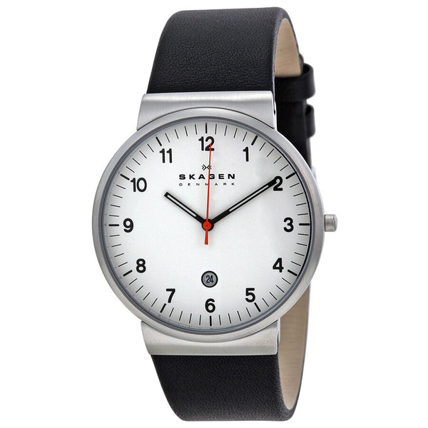 Skagen Klassik White Dial Leather Strap Men's Watch SKW6024