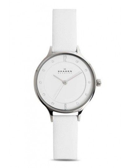 Skagen Anita White Dial White Leather Ladies Watch SKW2145