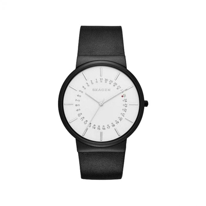 Skagen Ancher White Dial Leather Strap Men's Watch SKW6243