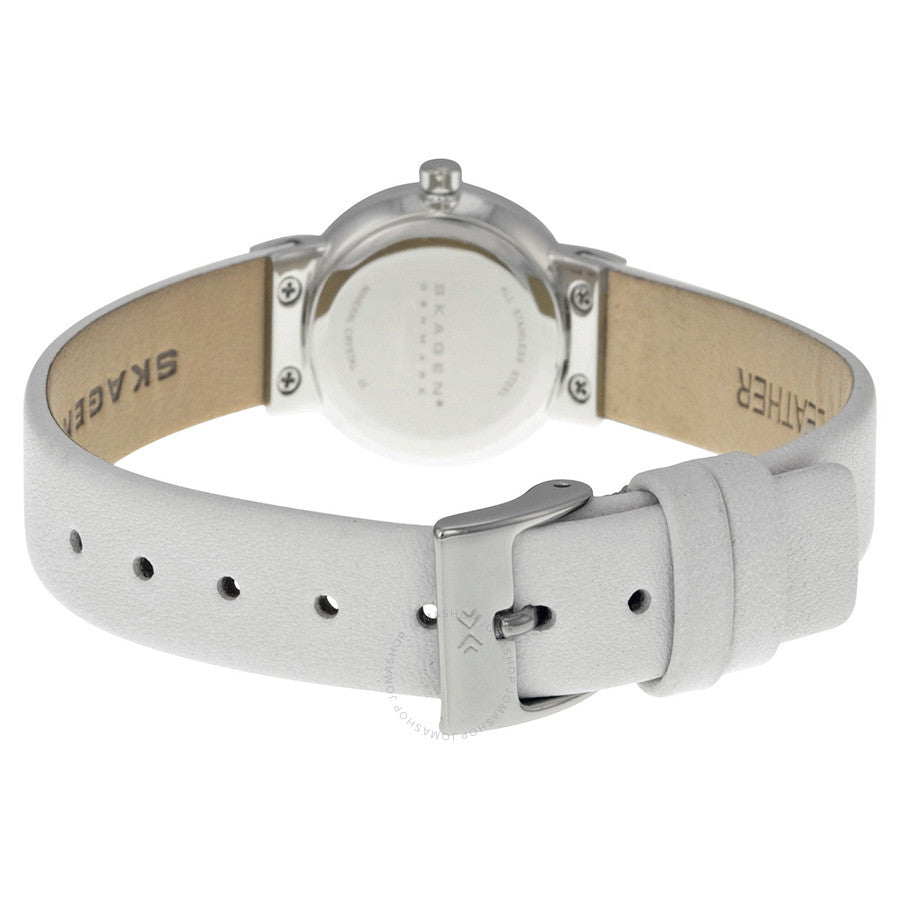 Skagen White Leather Stainless Steel Ladies Watch 358XSSLWW