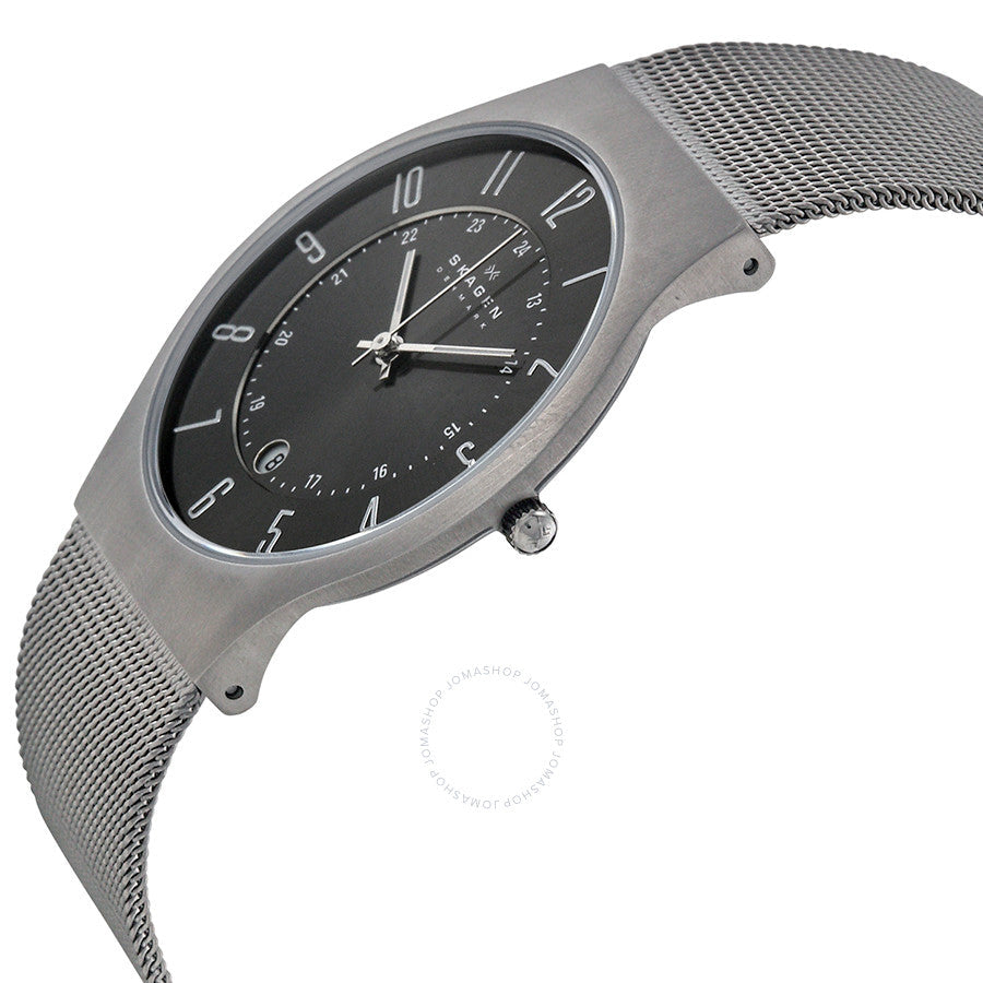 Skagen Gunmetal Dial Stainless Steel Mesh Men's Watch 233XLTTM