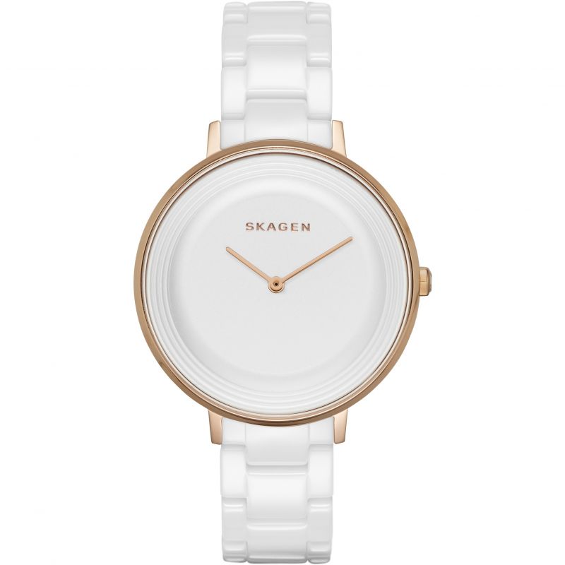 Skagen Ditte Rose Gold Ceramic Bracelet Ladies Watch SKW2316