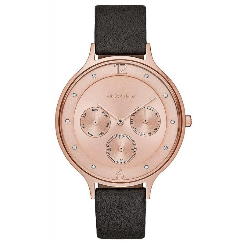 Skagen Anita Rose Gold Leather Ladies Watch SKW2392