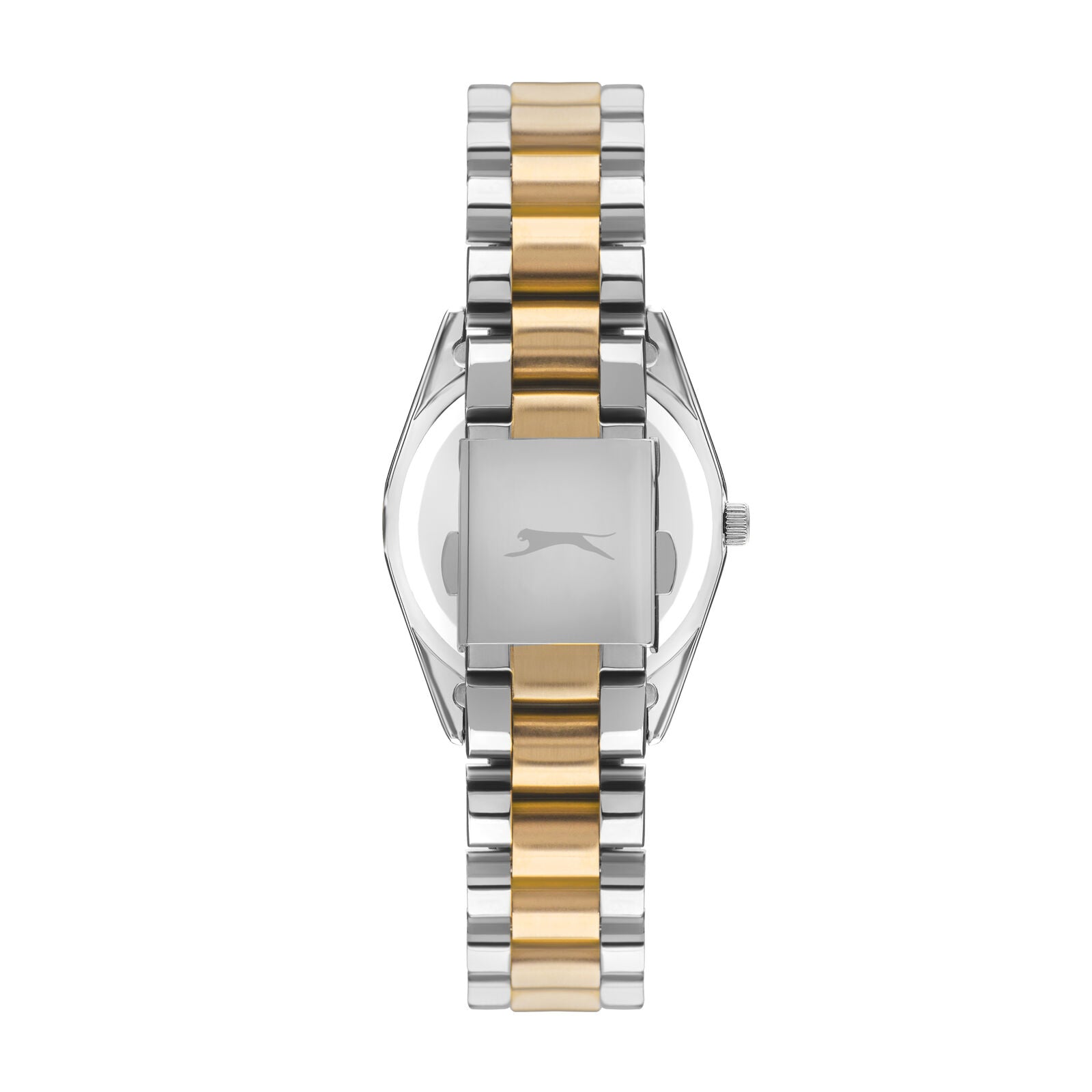 Slazenger watch rear case back showing logo on two-tone stainless steel