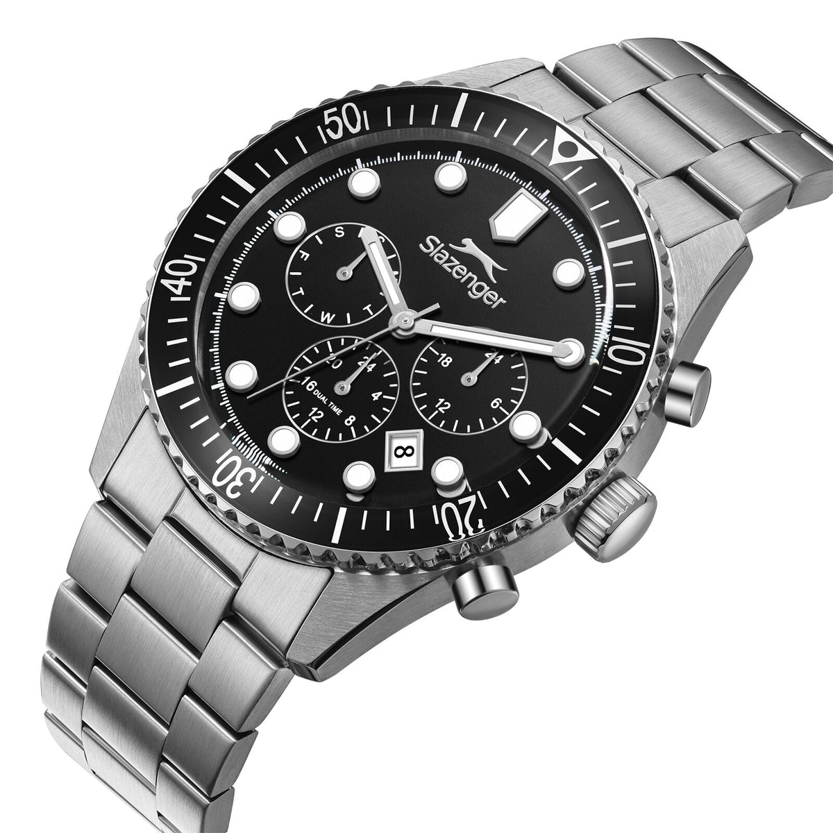 Slazenger Chronograph Black Dial Metallic Silver Watch - SL.09.2490.2.01