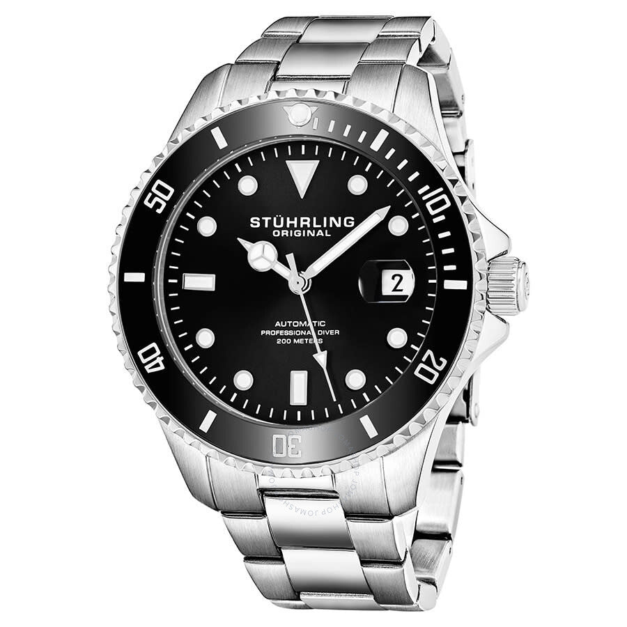 Stuhrling Original Aquadiver Automatic Black Dial Men's Watch M13543 - Dawson Watches