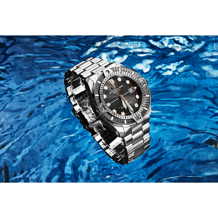 Stuhrling Original Aquadiver Automatic Black Dial Men's Watch M16748#M16748 - Dawson Watches #6