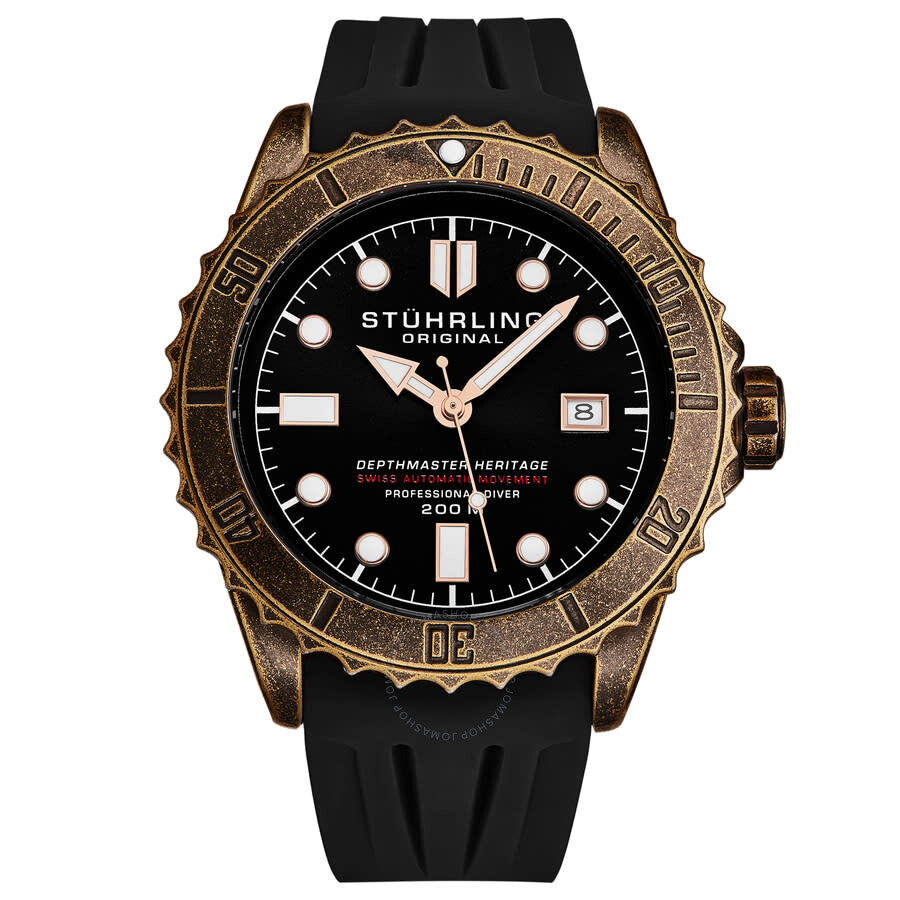 Stuhrling Original Aquadiver Automatic Black Dial Men's Watch M16759 - Dawson Watches