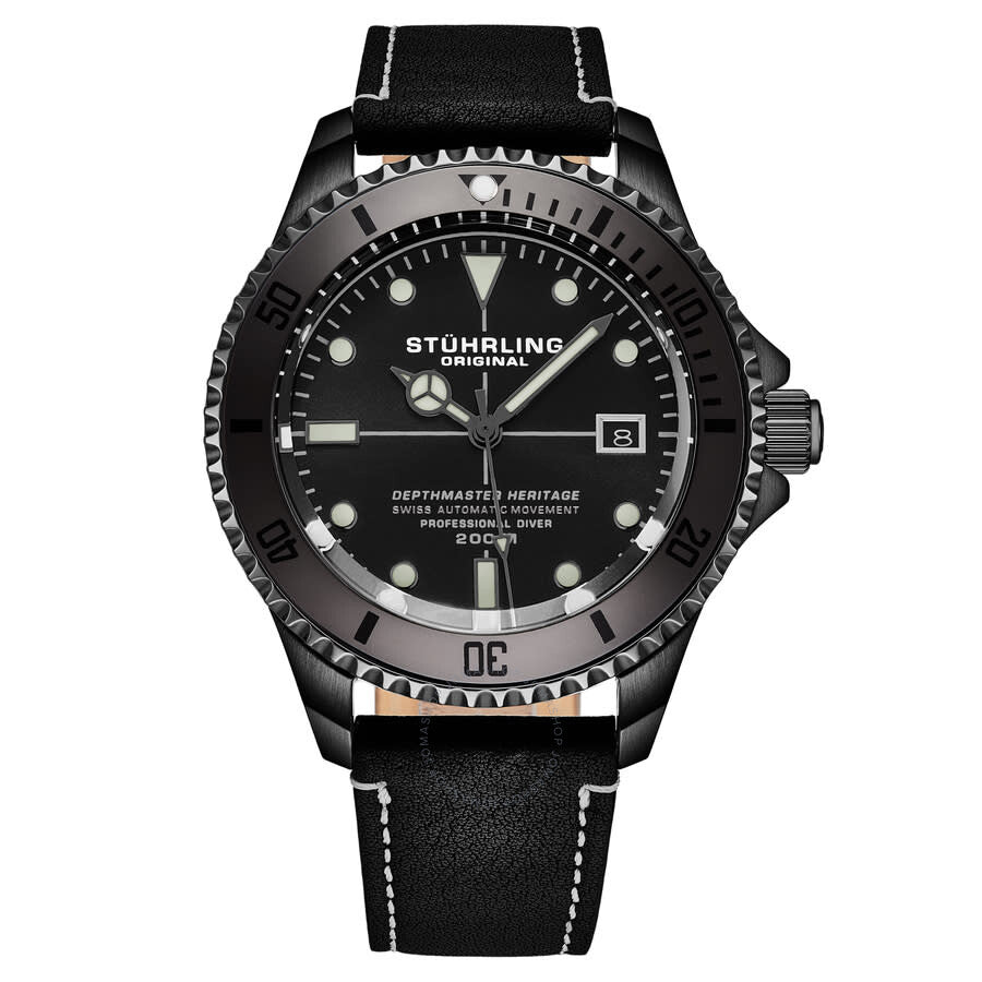 Stuhrling Original Aquadiver Automatic Black Dial Men's Watch M17005 - Dawson Watches