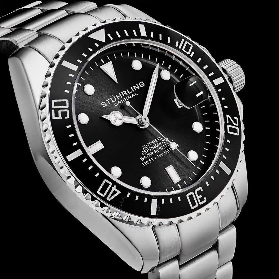 Stuhrling Original Aquadiver Automatic Black Dial Men's Watch M18252 - Dawson Watches #3