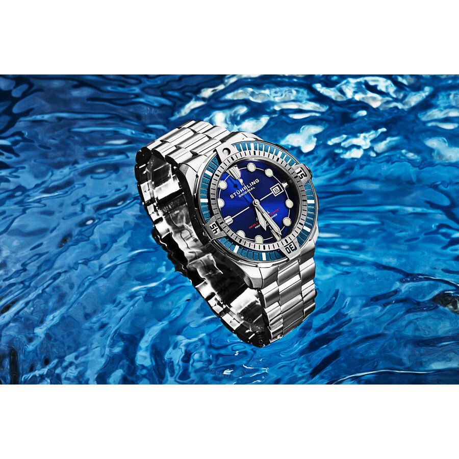 Stuhrling Original Aquadiver Automatic Blue Dial Men's Watch M16746#M16746 - Dawson Watches #7