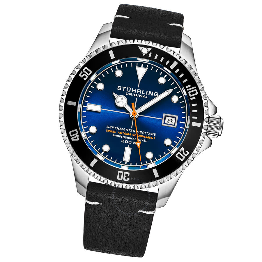Stuhrling Original Aquadiver Automatic Blue Dial Men's Watch M17182 - The Watches Men & Co #2