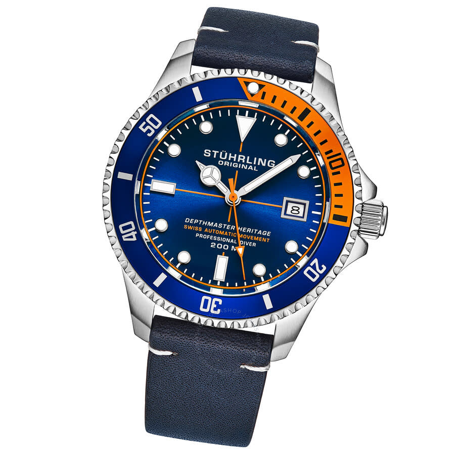 Stuhrling Original Aquadiver Automatic Blue Dial Men's Watch M17183 - The Watches Men & Co #2