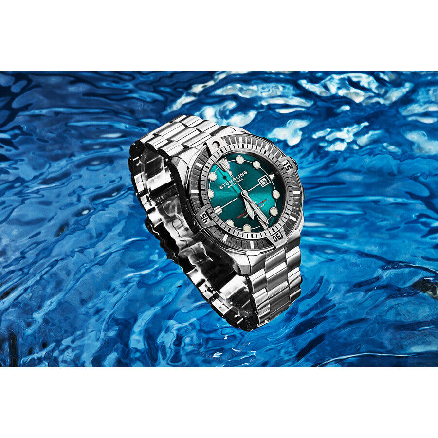 Stuhrling Original Aquadiver Automatic Green Dial Men's Watch M16744#M16744 - Dawson Watches #6