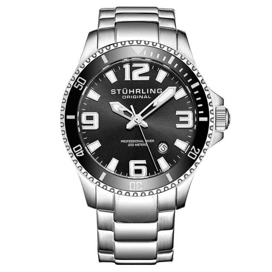 Stuhrling Original Aquadiver Black Dial Men's Watch M15265 - Dawson Watches