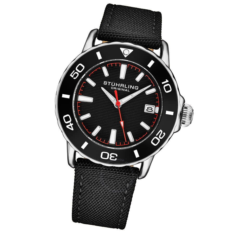 Stuhrling Original Aquadiver Quartz Black Dial Men's Watch M17996 - The Watches Men & Co #2