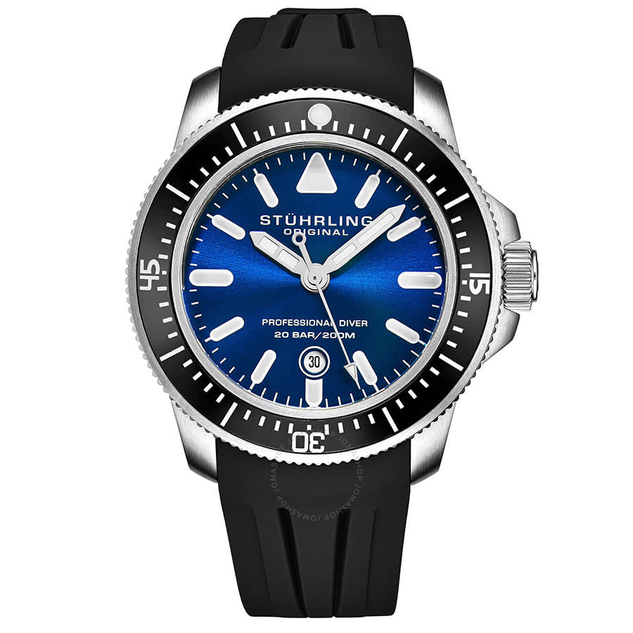Stuhrling Original Aquadiver Quartz Blue Dial Men's Watch M13623 - Dawson Watches