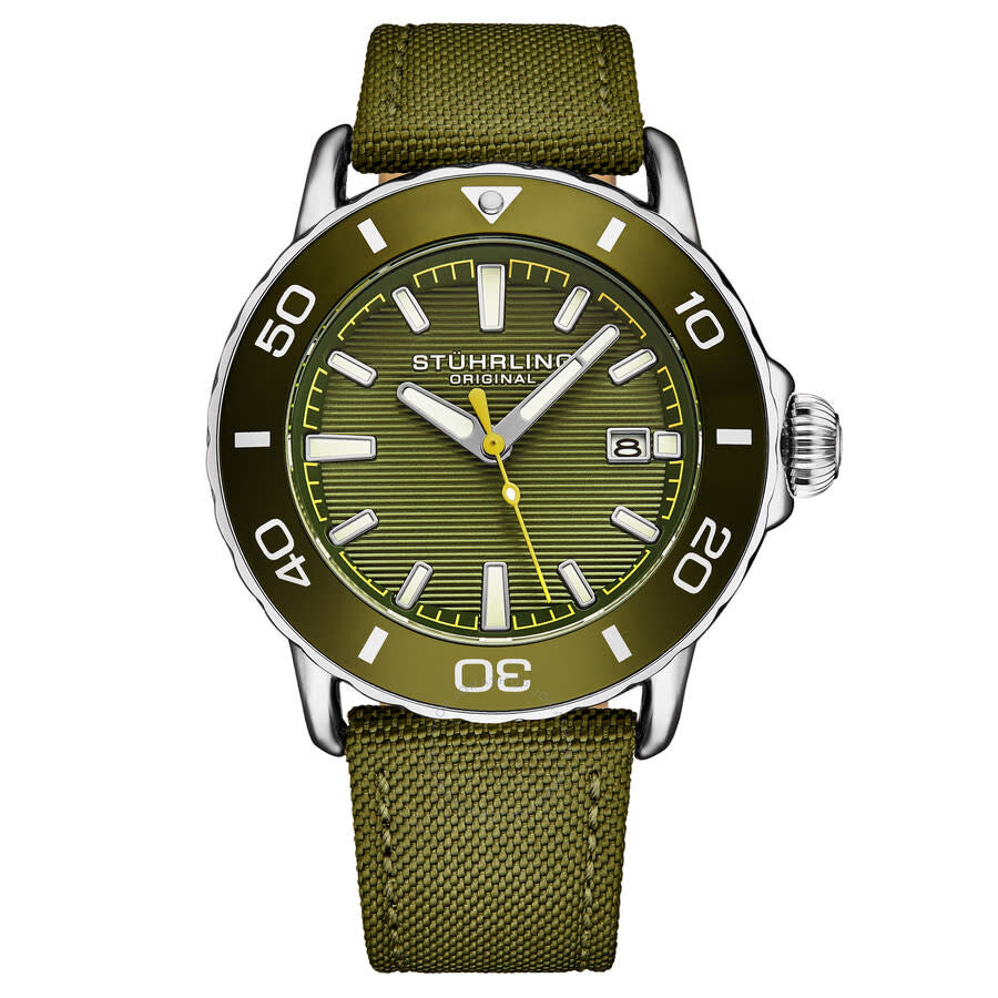 Stuhrling Original Aquadiver Quartz Green Dial Men's Watch M18249 - Dawson Watches
