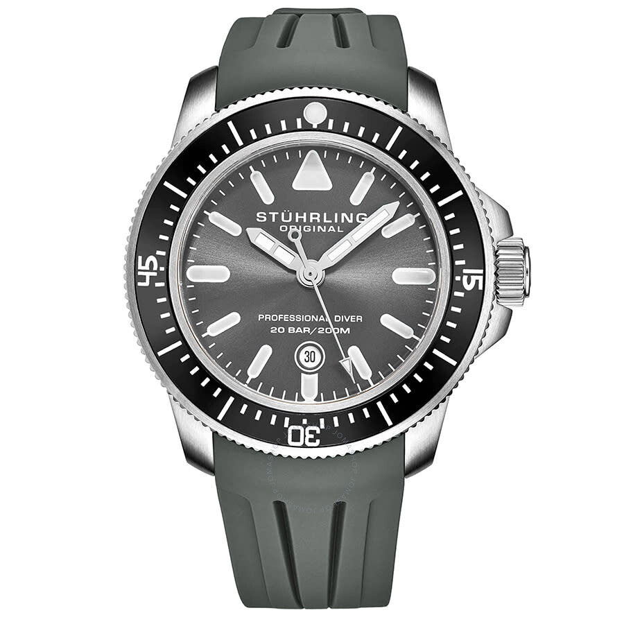 Stuhrling Original Aquadiver Quartz Grey Dial Men's Watch M13624 - Dawson Watches