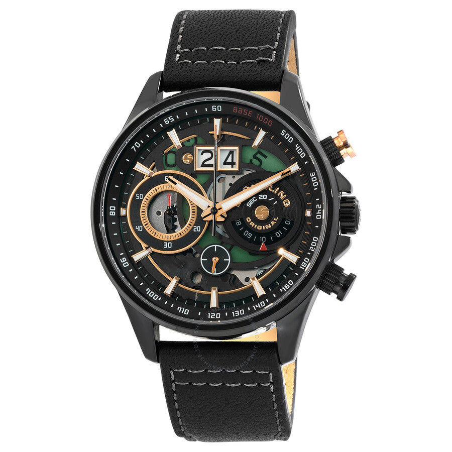 Stuhrling Original Aviator Black Dial Men's Watch M15544 - The Watches Men & Co