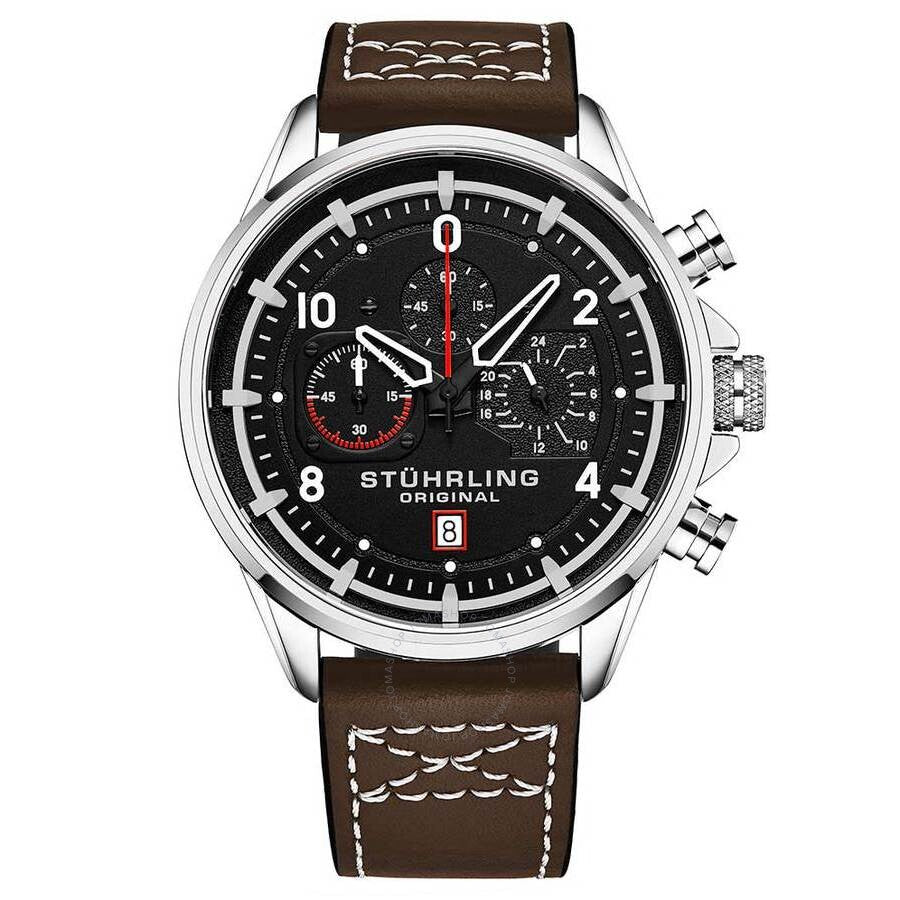 Stuhrling Original Aviator Black Dial Men's Watch M15553 - Dawson Watches