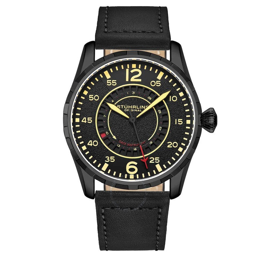 Stuhrling Original Aviator Black Dial Men's Watch M15933 - Dawson Watches