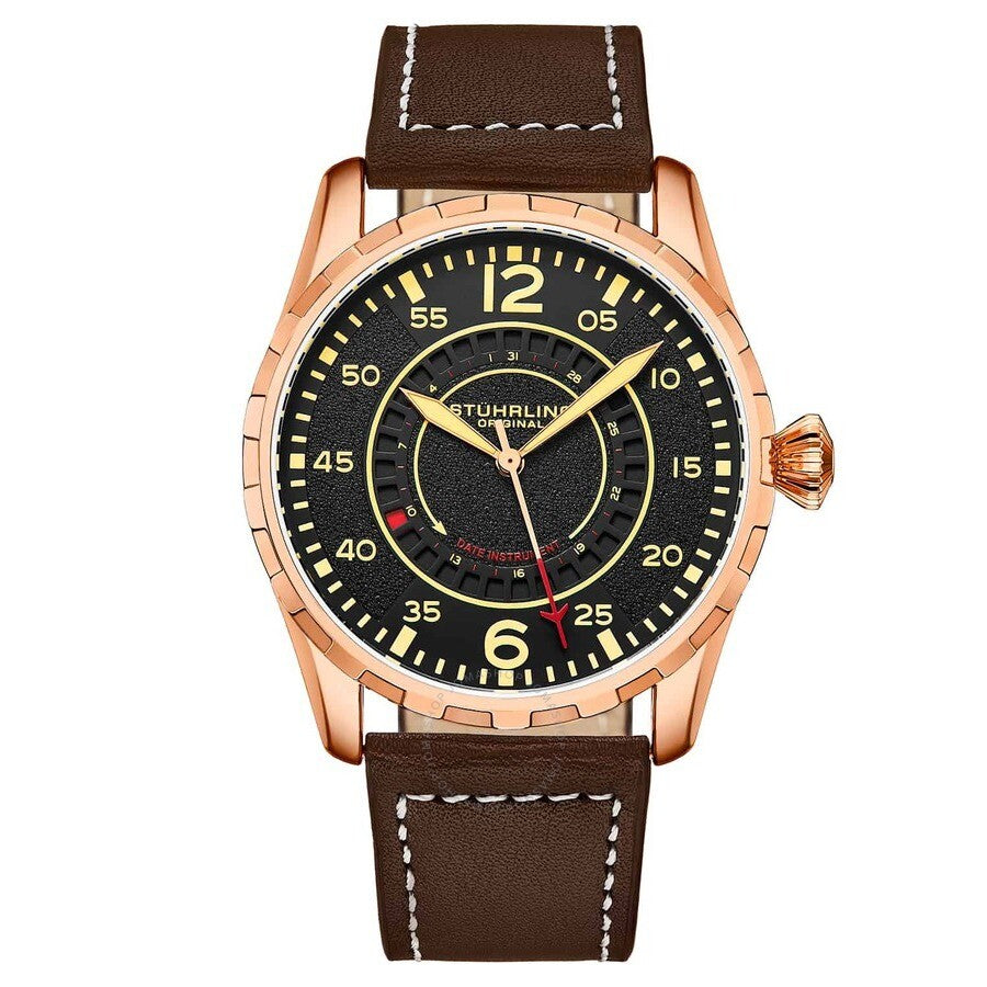 Stuhrling Original Aviator Black Dial Men's Watch M15982 - Dawson Watches