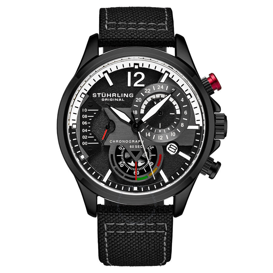 Stuhrling Original Aviator Chronograph Quartz Black Dial Men's Watch M17975 - Dawson Watches