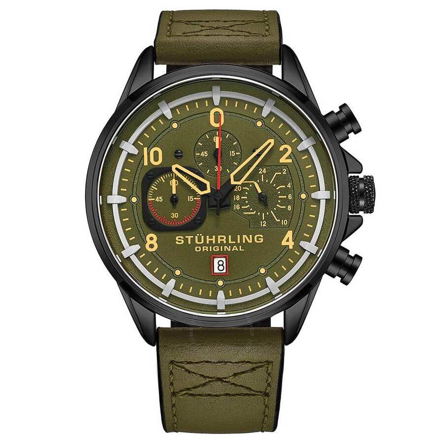 Stuhrling Original Aviator Green Dial Men's Watch M15555 - Dawson Watches