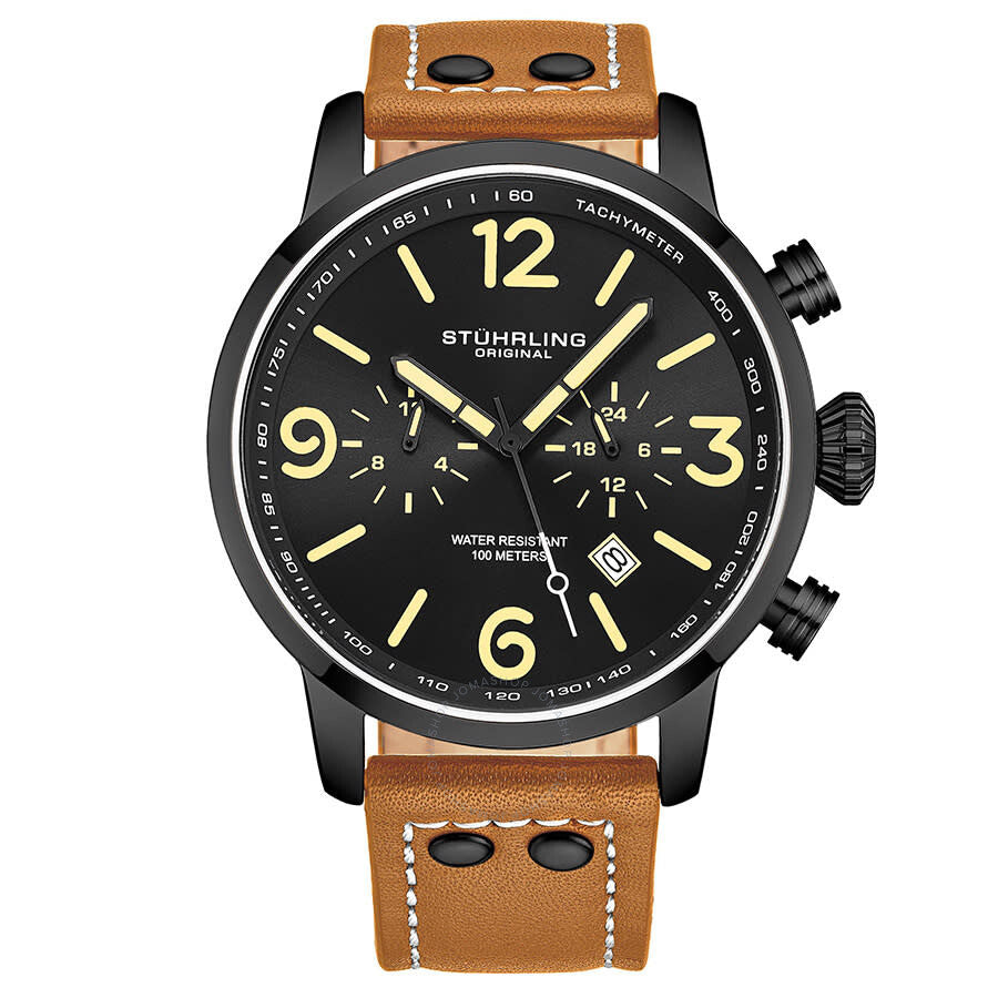 Stuhrling Original Aviator Quartz Black Dial Men's Watch M13648 - Dawson Watches